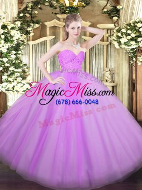 Sweetheart Sleeveless Zipper Sweet 16 Dresses Lilac Tulle