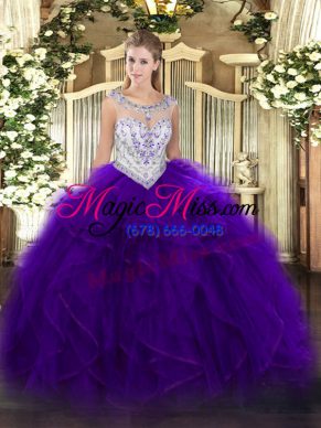 Amazing Floor Length Ball Gowns Sleeveless Purple 15 Quinceanera Dress Zipper