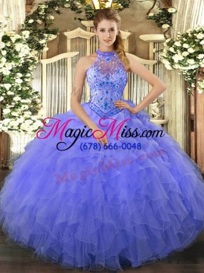 Fine Sleeveless Beading and Embroidery and Ruffles Lace Up Quinceanera Dress