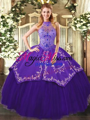 Free and Easy Tulle Sleeveless Floor Length Quinceanera Dresses and Beading and Embroidery