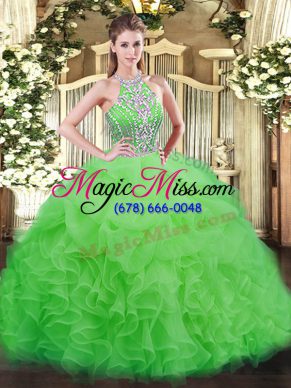 Stylish Floor Length Lace Up Vestidos de Quinceanera for Military Ball and Sweet 16 and Quinceanera with Beading and Ruffles