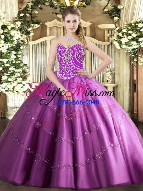 Smart Tulle Sleeveless Floor Length 15th Birthday Dress and Beading and Appliques