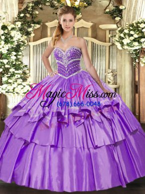 Sleeveless Beading and Ruffled Layers Lace Up 15 Quinceanera Dress