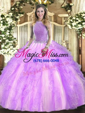 Nice Sleeveless Beading and Ruffles Lace Up Sweet 16 Dresses