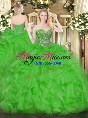 Graceful Sleeveless Lace Up Floor Length Beading and Ruffles Vestidos de Quinceanera