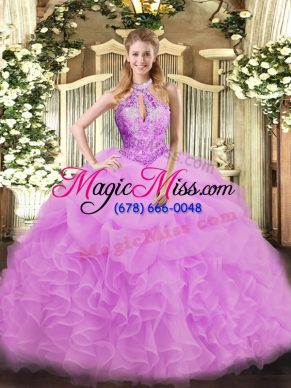 Lilac Sleeveless Beading Floor Length Quinceanera Gown