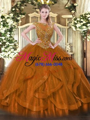 Fantastic Sleeveless Zipper Floor Length Beading and Ruffles Vestidos de Quinceanera