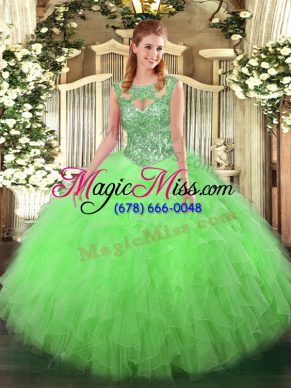 Sleeveless Beading and Ruffles Floor Length Sweet 16 Dress