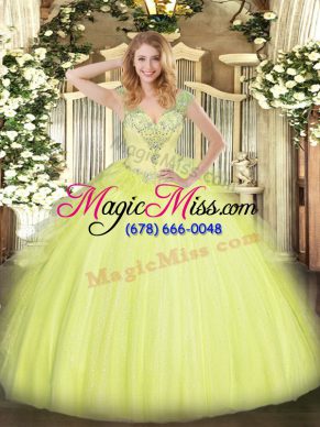 Customized Sleeveless Beading and Ruffles Lace Up Ball Gown Prom Dress