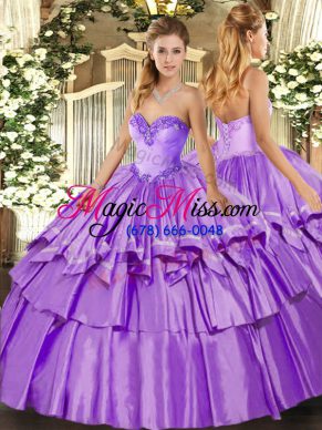 Nice Organza and Taffeta Sleeveless Floor Length Sweet 16 Quinceanera Dress and Ruffled Layers