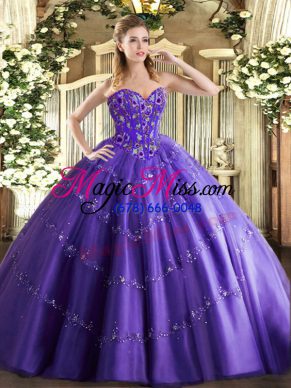 Sleeveless Lace Up Floor Length Appliques and Embroidery 15th Birthday Dress