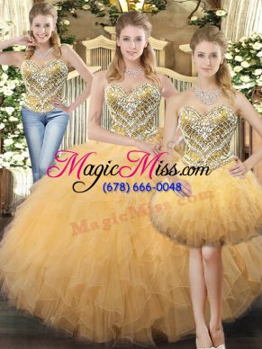 Pretty Ball Gowns Ball Gown Prom Dress Champagne Sweetheart Tulle Sleeveless Floor Length Lace Up