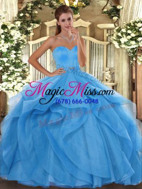 Charming Ball Gowns Sweet 16 Dress Baby Blue Sweetheart Tulle Sleeveless Floor Length Lace Up