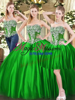 Sleeveless Lace Up Floor Length Beading Sweet 16 Quinceanera Dress