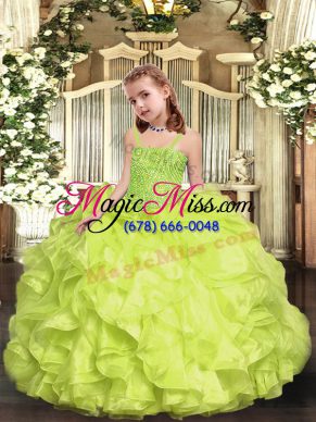 Elegant Sleeveless Beading and Ruffles Lace Up Kids Formal Wear