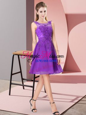 Charming Purple Zipper Scoop Appliques Vestidos de Damas Chiffon Sleeveless