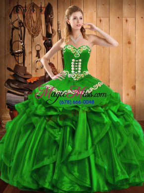 Sweetheart Sleeveless Ball Gown Prom Dress Floor Length Embroidery and Ruffles Organza