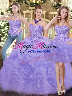 Sleeveless Appliques and Ruffles Zipper Quinceanera Gowns