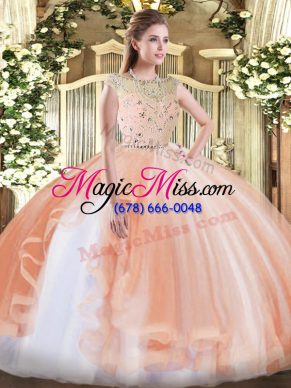 Vintage Sleeveless Beading and Ruffles Zipper 15 Quinceanera Dress