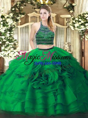 Fashion Sleeveless Beading and Ruffled Layers Zipper Quinceanera Dresses