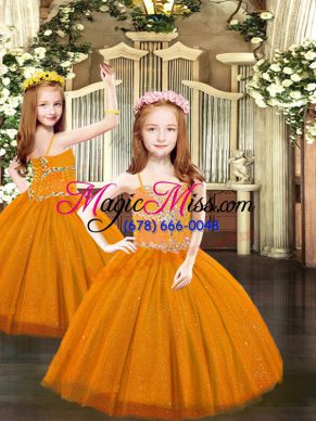 Sleeveless Beading Lace Up Child Pageant Dress