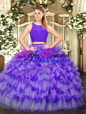 Beautiful Sleeveless Zipper Floor Length Ruffled Layers Sweet 16 Dresses