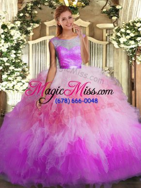 Sleeveless Backless Floor Length Beading and Ruffles Sweet 16 Dresses