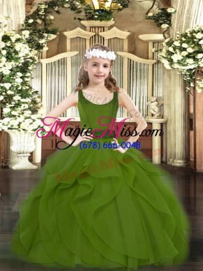 Unique Sleeveless Beading and Ruffles Zipper Little Girls Pageant Dress