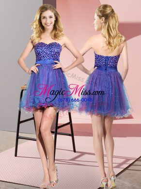 Mini Length Multi-color Quinceanera Court of Honor Dress Sweetheart Sleeveless Lace Up