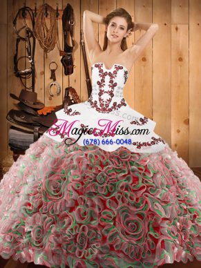 Admirable Multi-color Sleeveless Sweep Train Embroidery With Train Sweet 16 Dresses