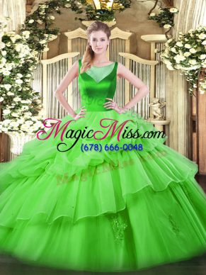 Organza Sleeveless Floor Length Vestidos de Quinceanera and Beading and Pick Ups