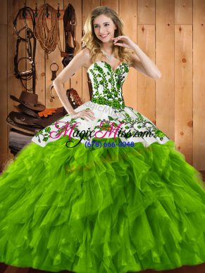 Hot Selling Sweetheart Neckline Embroidery and Ruffles Sweet 16 Dress Sleeveless Lace Up