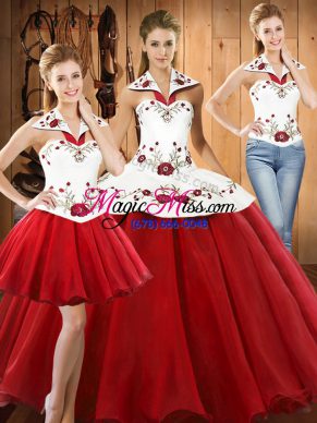 Floor Length Lace Up Quinceanera Dress Wine Red for Military Ball and Sweet 16 and Quinceanera with Embroidery