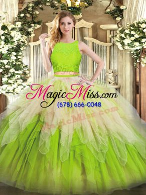 Most Popular Floor Length Ball Gowns Sleeveless Yellow Green Sweet 16 Dress Zipper