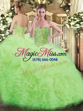 Organza Sleeveless Floor Length Quinceanera Dress and Beading and Ruffles