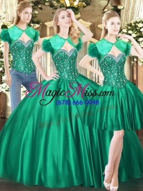 Traditional Sleeveless Beading Lace Up Quinceanera Dress