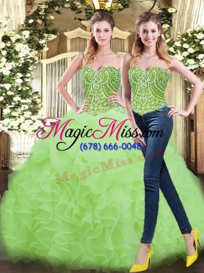 Graceful Floor Length Yellow Green Sweet 16 Quinceanera Dress Sweetheart Sleeveless Lace Up