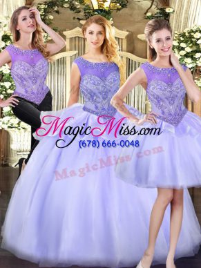 Fashion Lavender Scoop Zipper Beading Quinceanera Dress Sleeveless