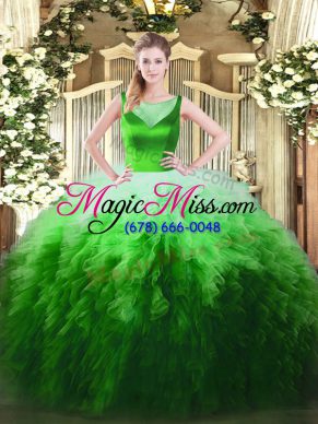 Amazing Multi-color Sleeveless Floor Length Beading and Ruffles Side Zipper Vestidos de Quinceanera