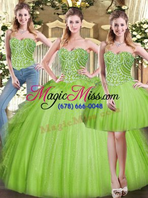 Three Pieces Sweet 16 Dress Sweetheart Organza Sleeveless Floor Length Lace Up