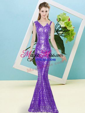 Designer Floor Length Lavender Asymmetric Sleeveless Zipper