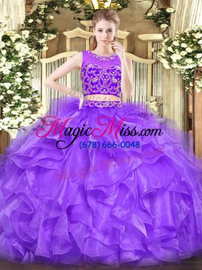 Beautiful Sleeveless Beading and Ruffles Zipper Sweet 16 Dresses