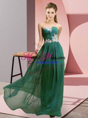 High Quality Sleeveless Zipper Floor Length Appliques Homecoming Dress