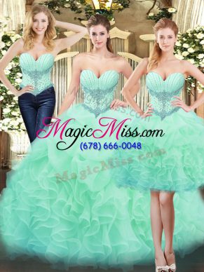 Sleeveless Beading and Ruffles Lace Up Sweet 16 Dresses