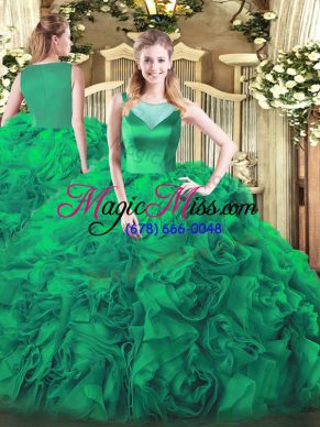 Exquisite Turquoise Sleeveless Fabric With Rolling Flowers Zipper Quinceanera Dresses for Sweet 16 and Quinceanera