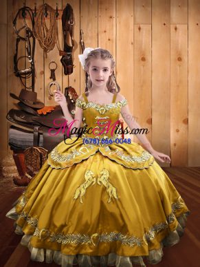 Eye-catching Gold Sleeveless Beading and Embroidery Floor Length Child Pageant Dress