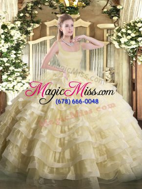 Floor Length Ball Gowns Sleeveless Gold Sweet 16 Dress Zipper