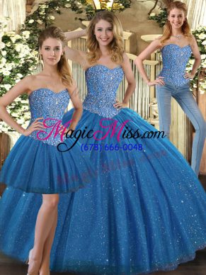 Tulle Sleeveless Floor Length Quinceanera Gown and Beading