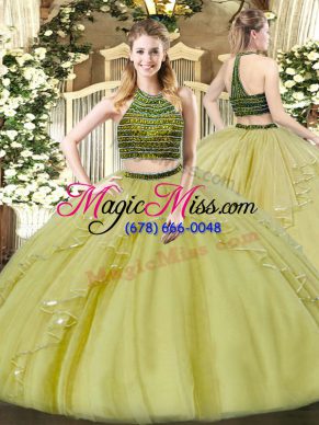 Discount Sleeveless Zipper Floor Length Beading and Ruffles Quince Ball Gowns