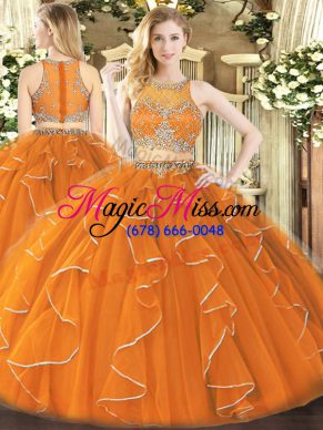 Customized Sleeveless Beading and Ruffles Zipper Vestidos de Quinceanera